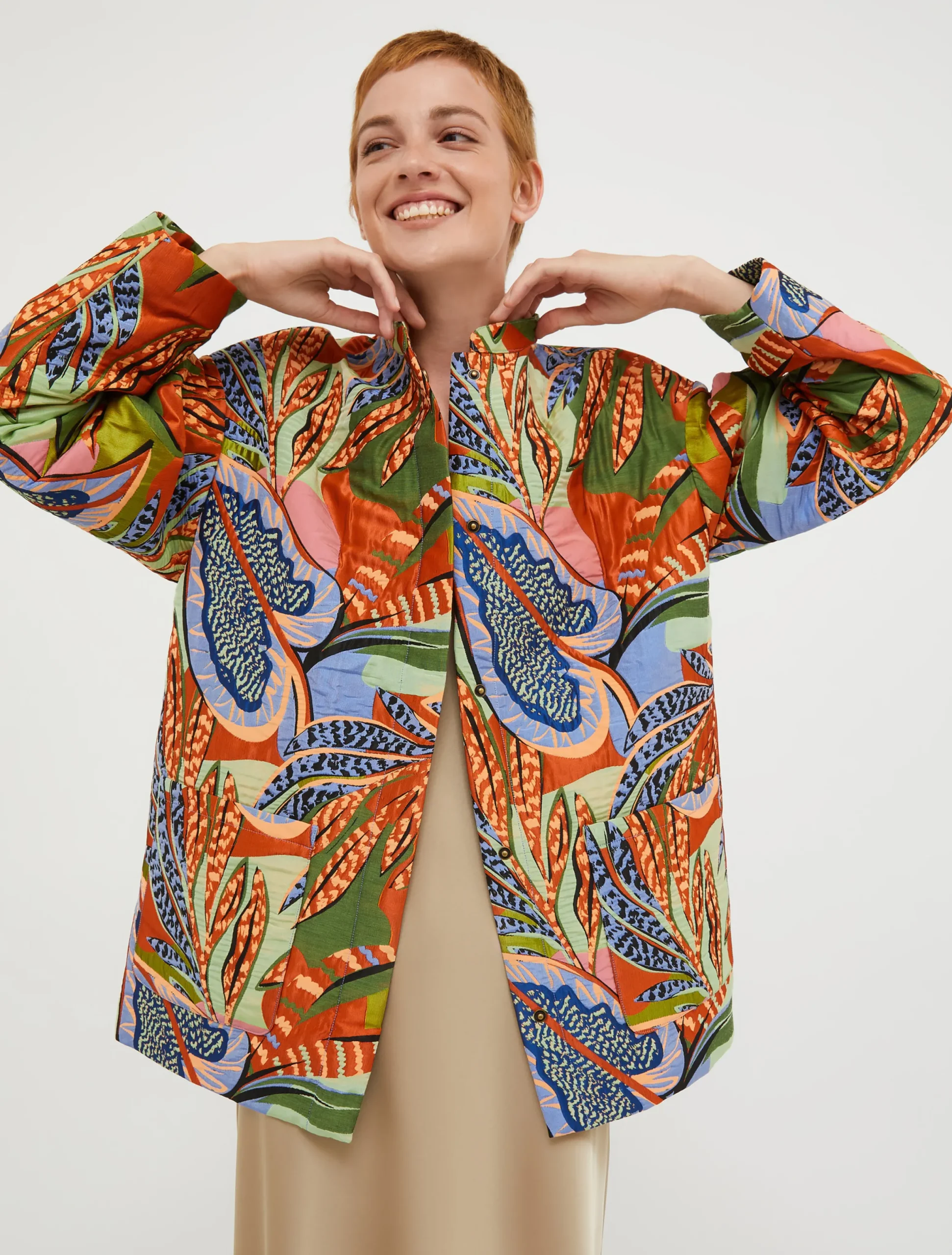 Matelassé jacquard jacket