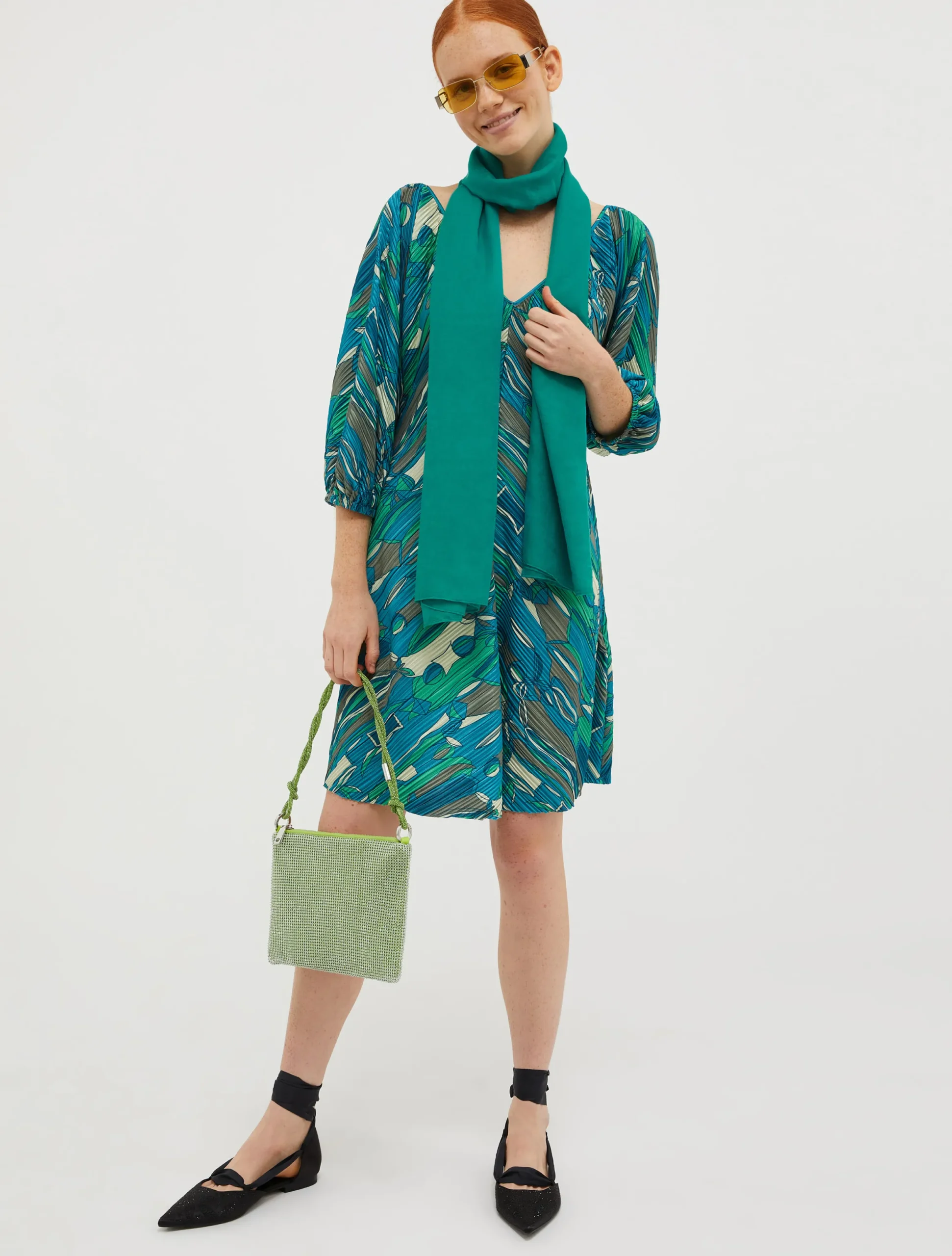 Micro-pleated jersey dress