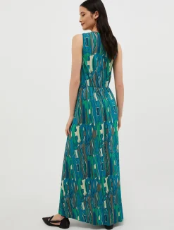 Micro-pleated jersey maxi dress