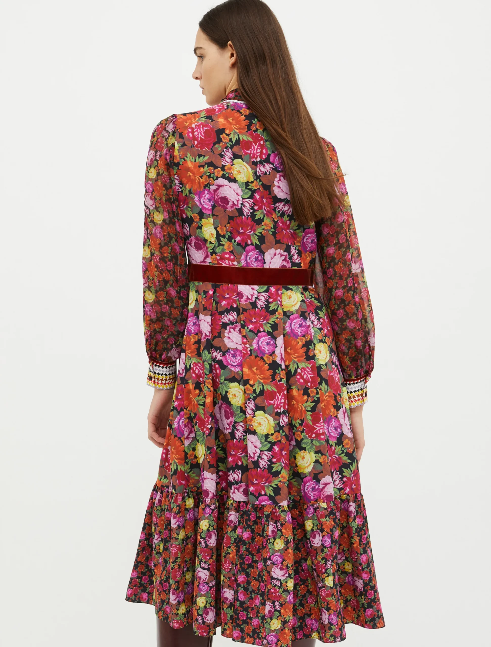 Multi-print midi shirt dress