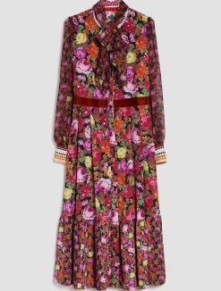 Multi-print midi shirt dress