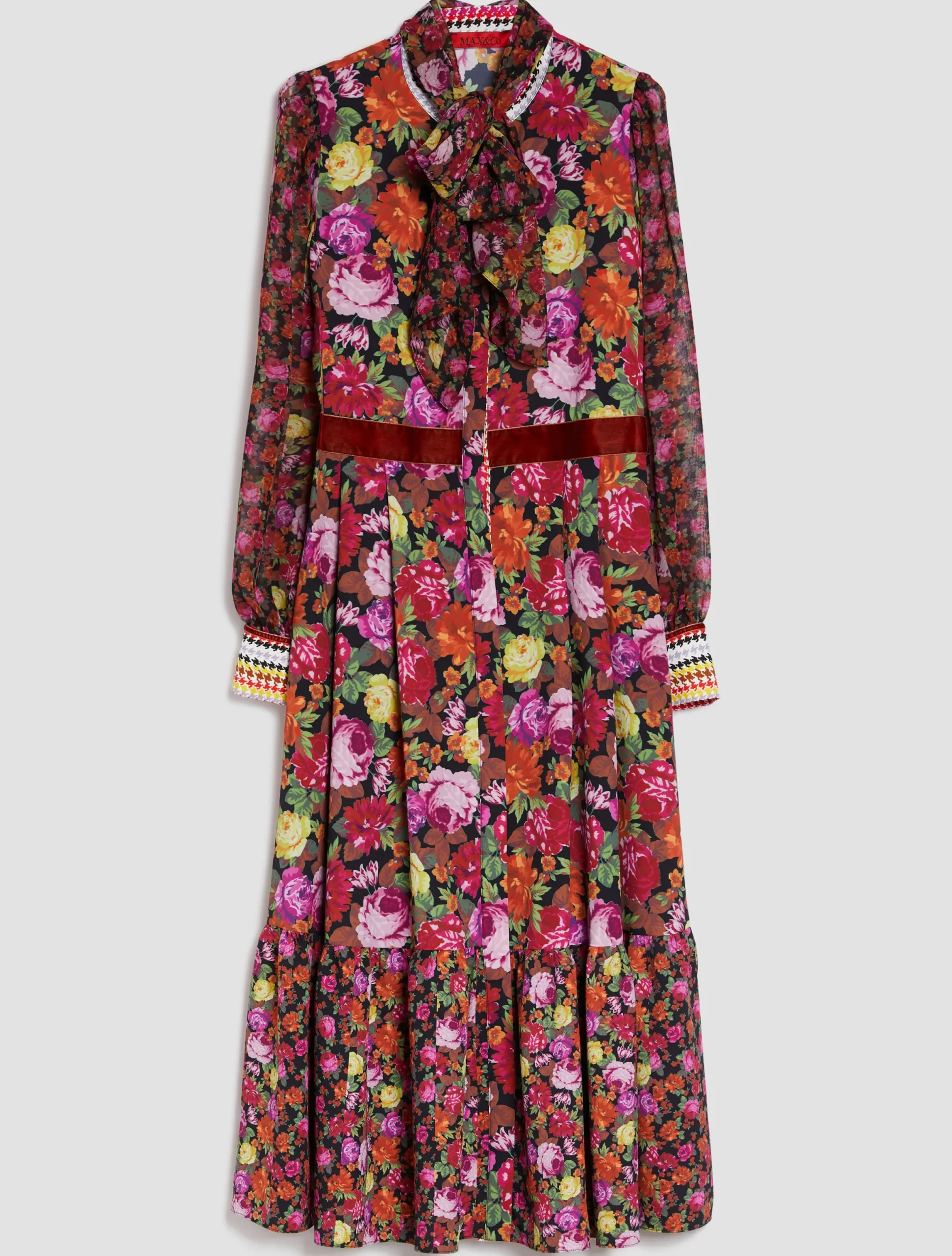 Multi-print midi shirt dress