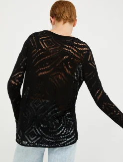 Open-knit patterned jumper