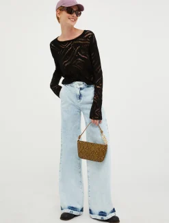 Open-knit patterned jumper