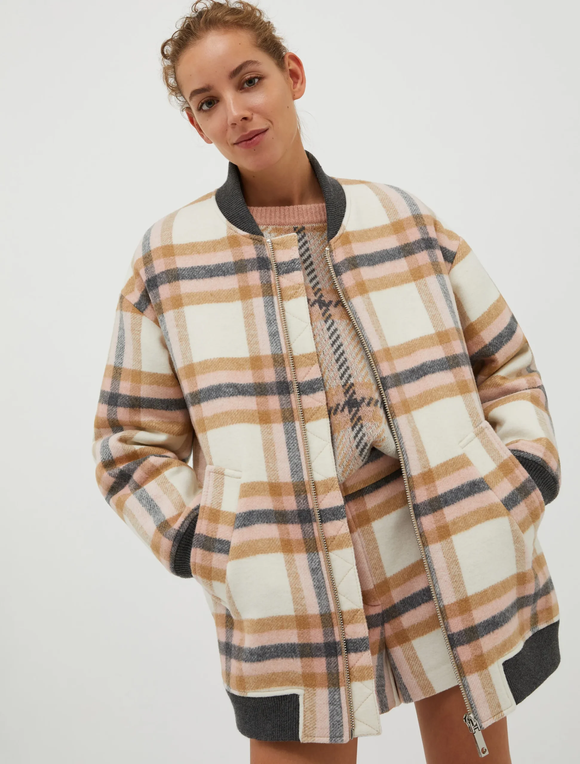 Oversized bomber jacket in a wool blend