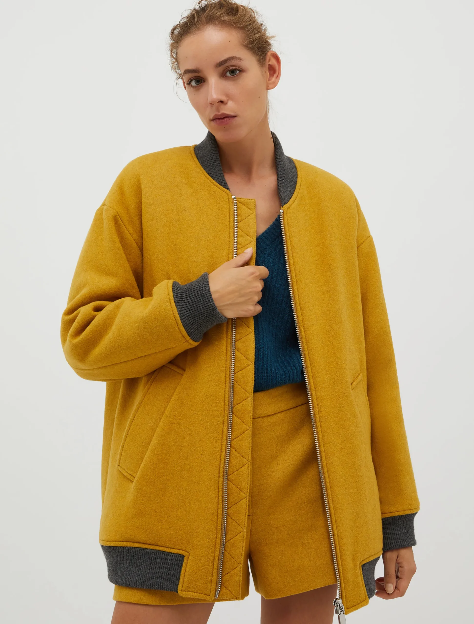 Oversized bomber jacket in a wool blend