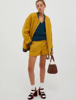 Oversized bomber jacket in a wool blend