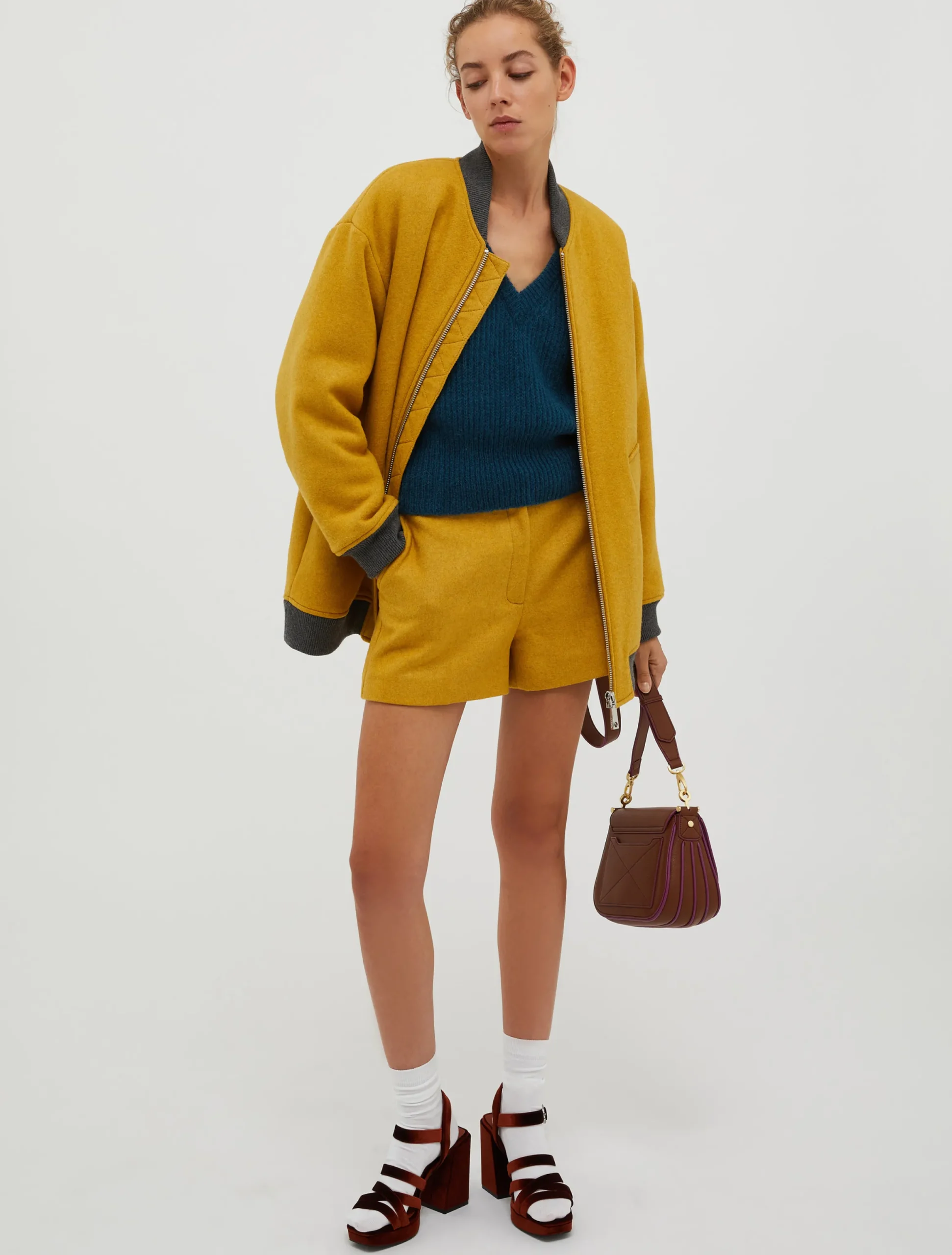 Oversized bomber jacket in a wool blend