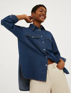 Oversized denim shirt