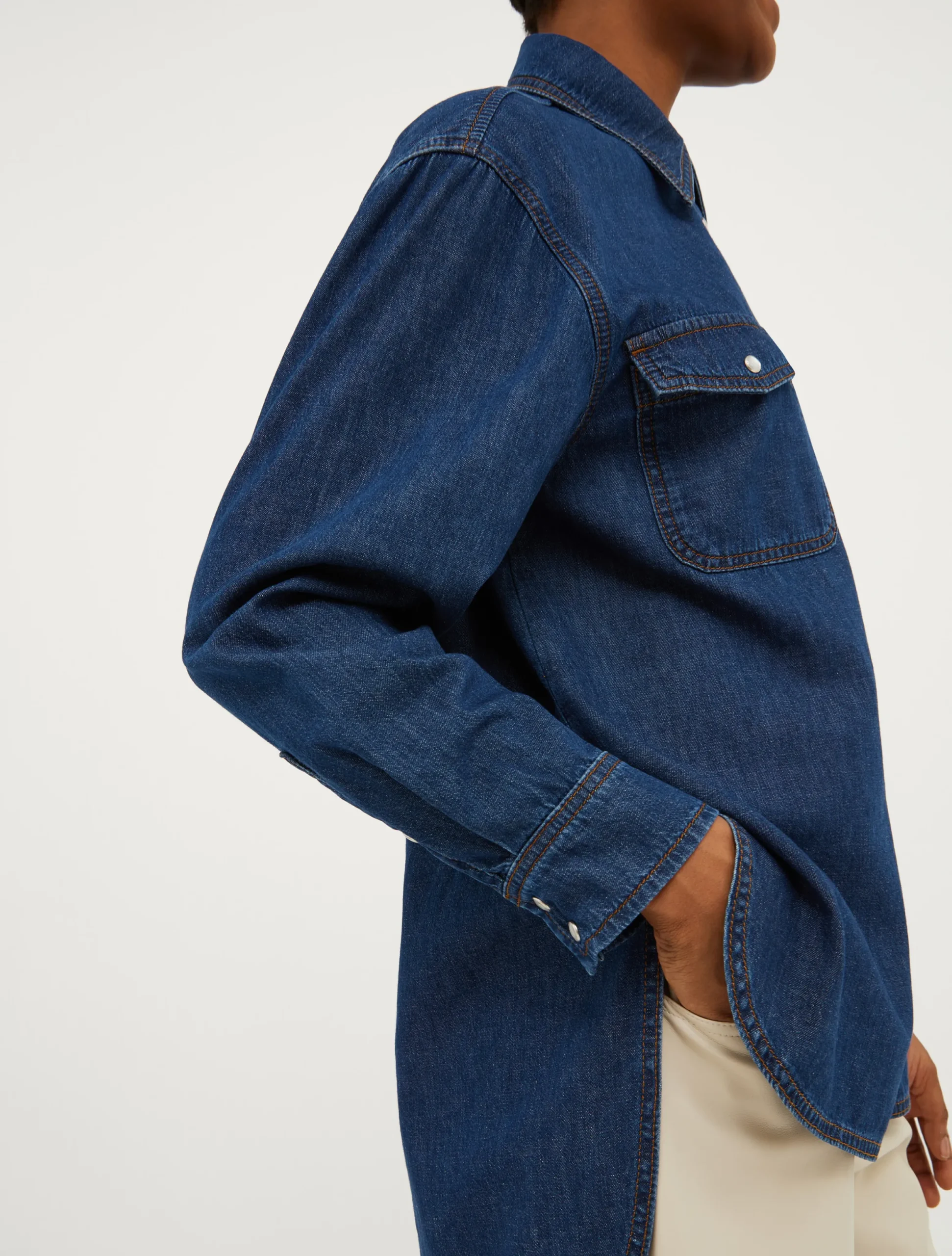 Oversized denim shirt