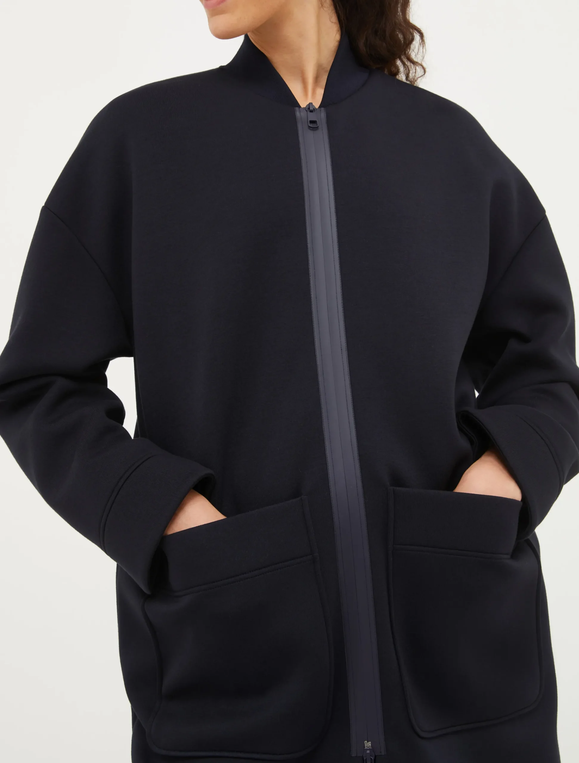 Oversized jersey bomber jacket