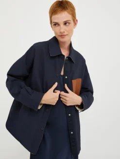 Oversized reversible shacket