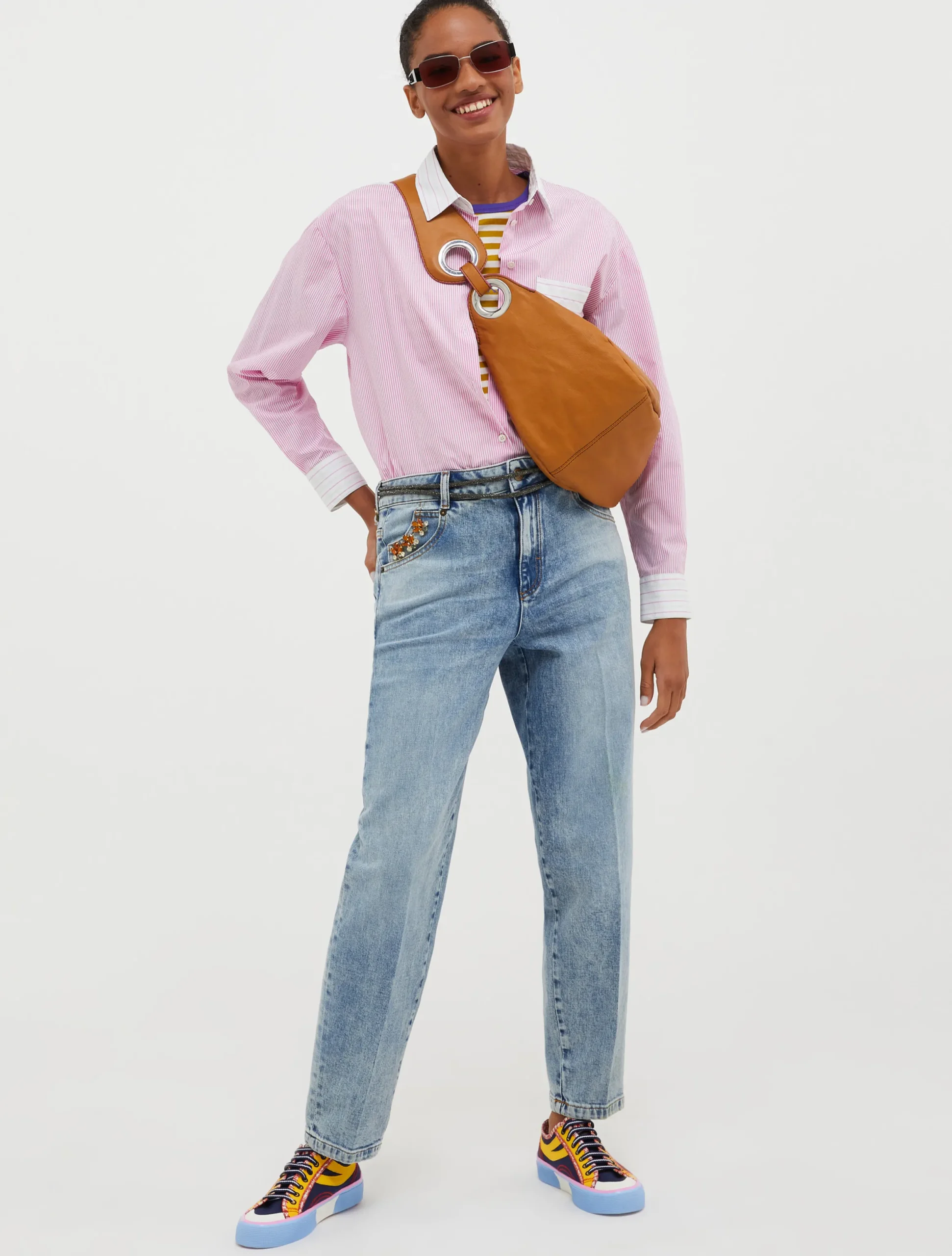 Patchwork cotton-poplin shirt