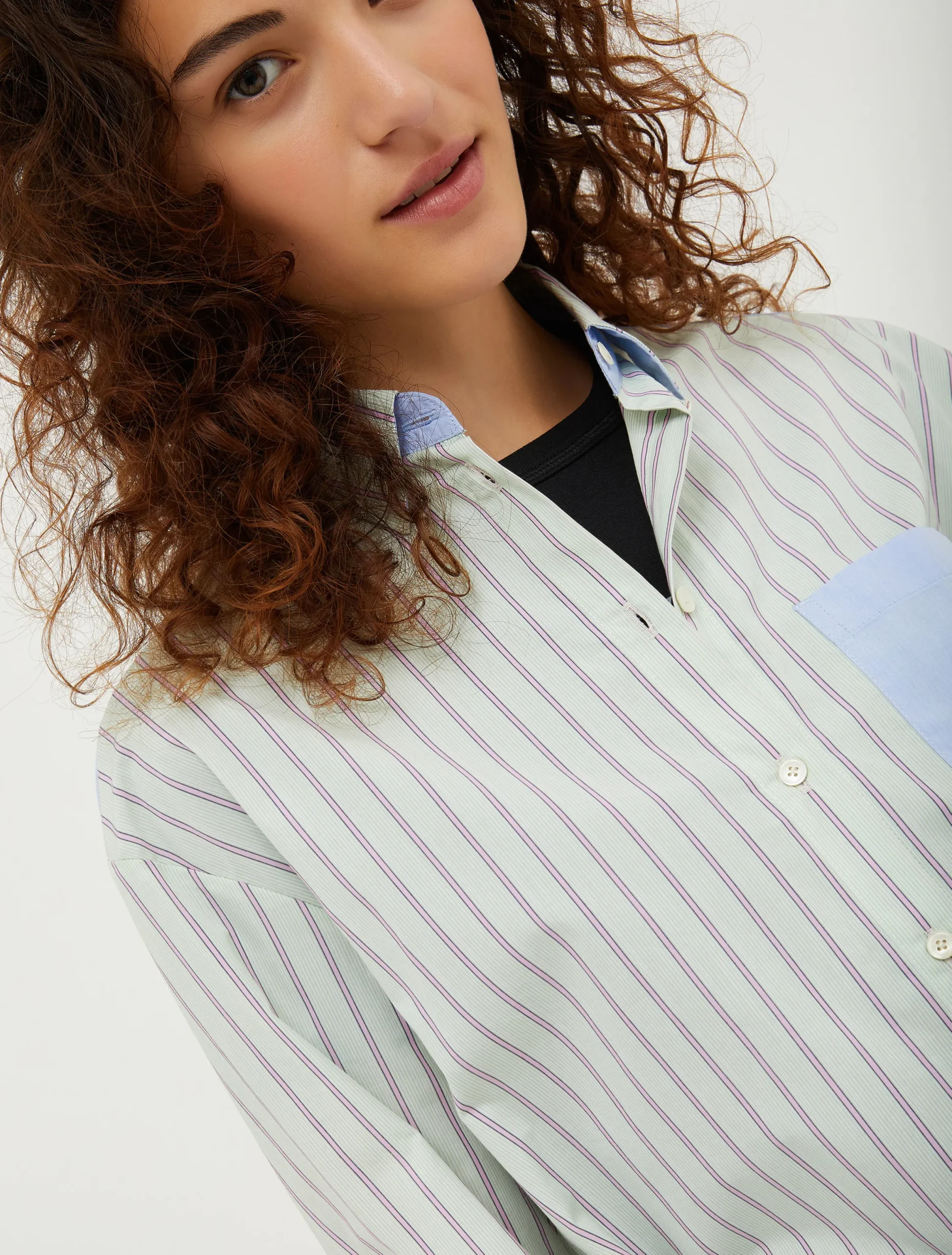 Patchwork cotton-poplin shirt