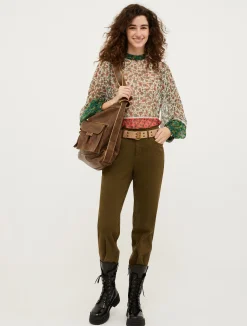 Patchwork crepon blouse