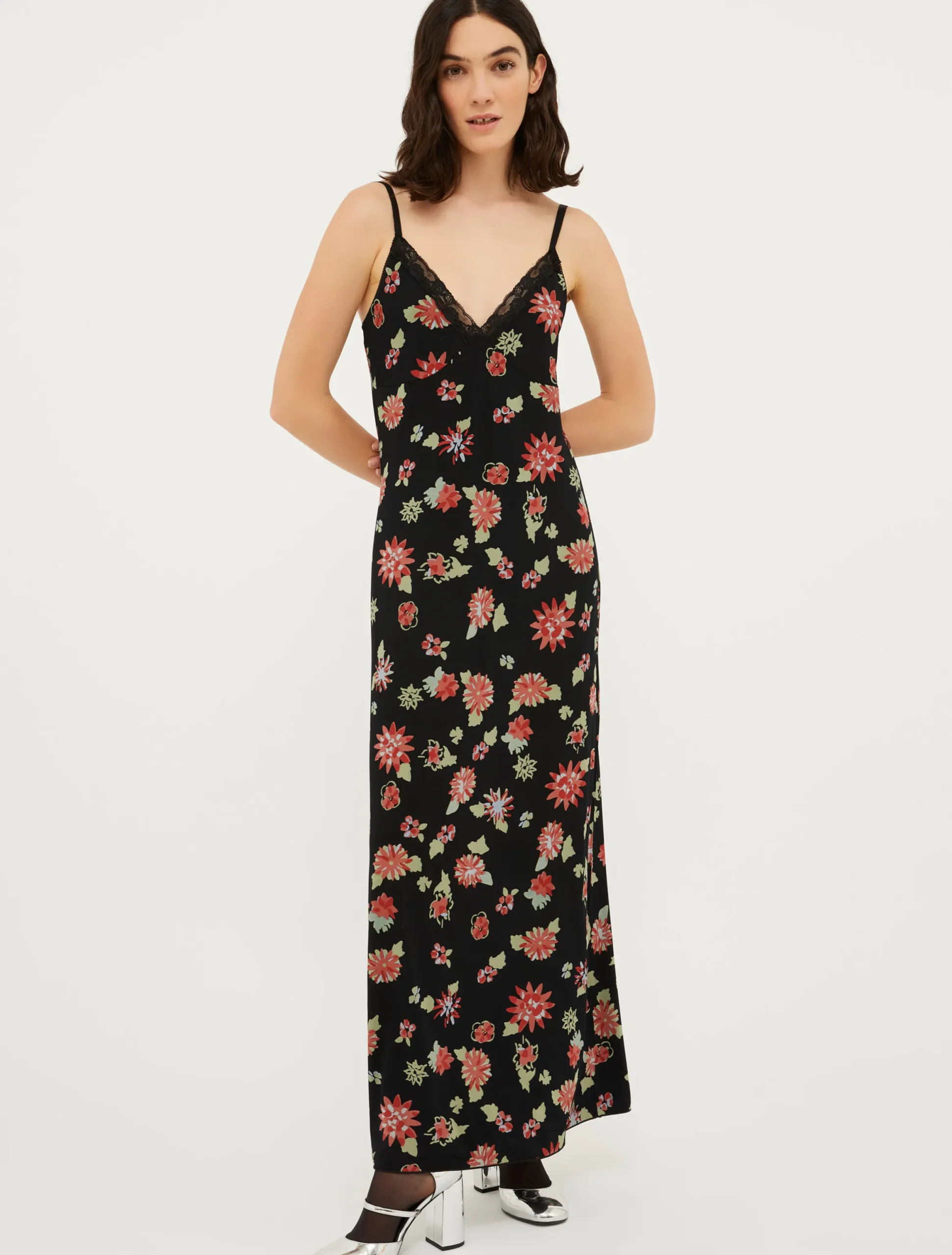 Patterned jersey slip dress
