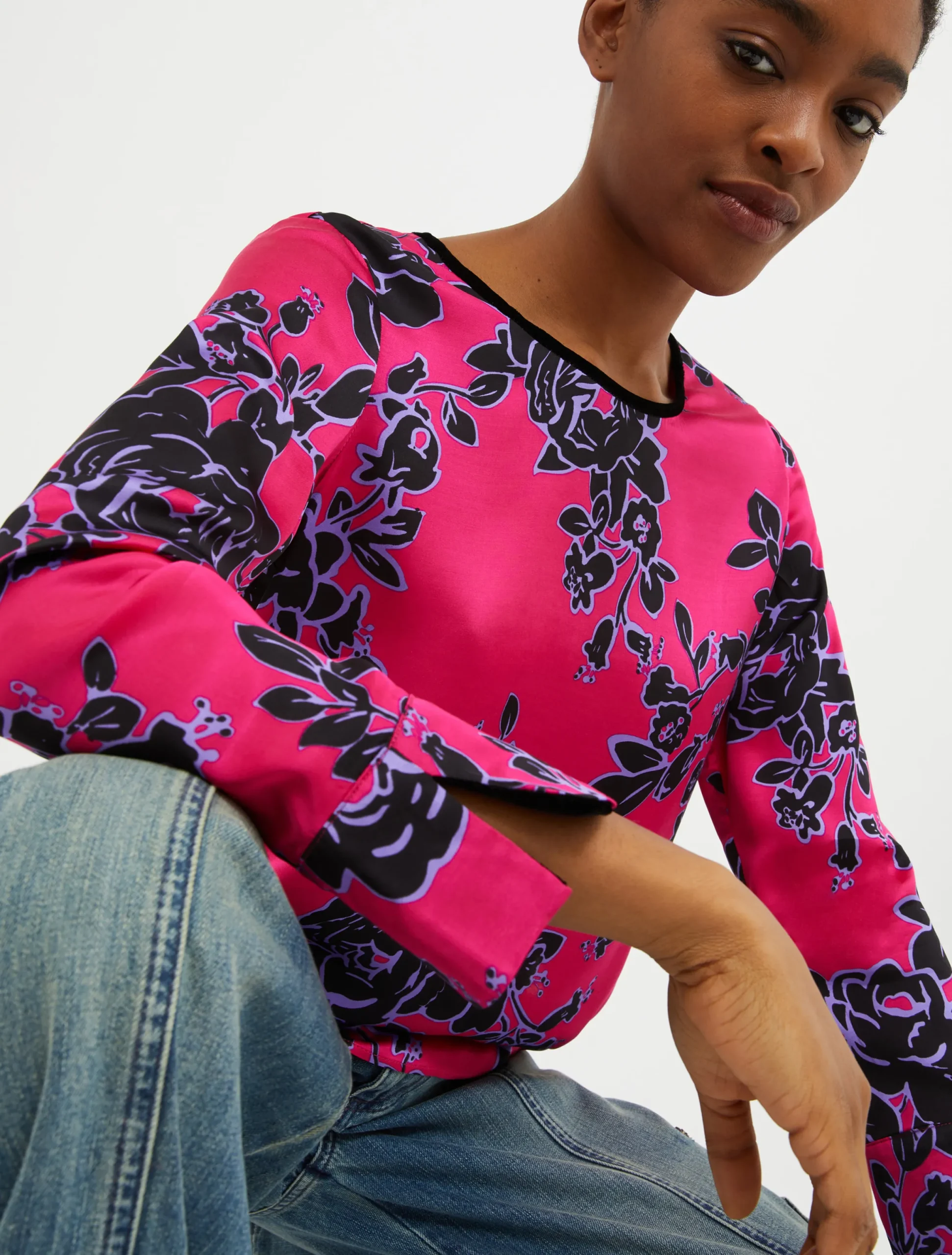 Patterned satin blouse