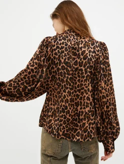 Patterned satin shirt