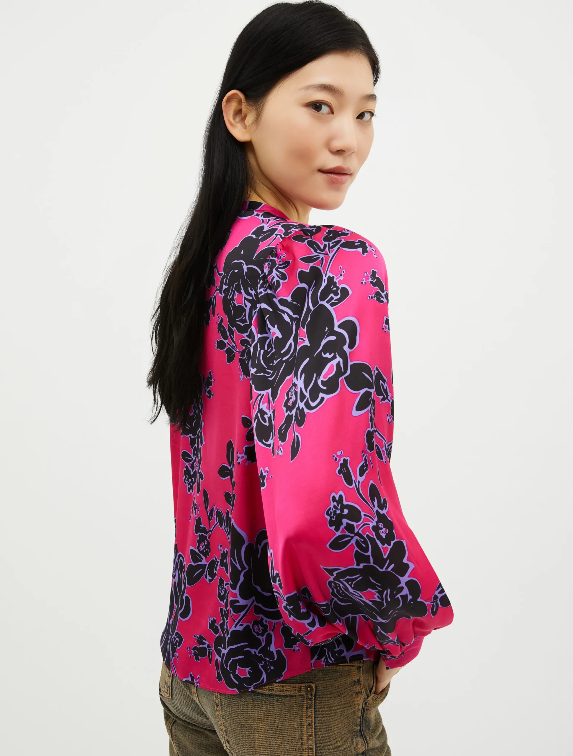 Patterned satin shirt