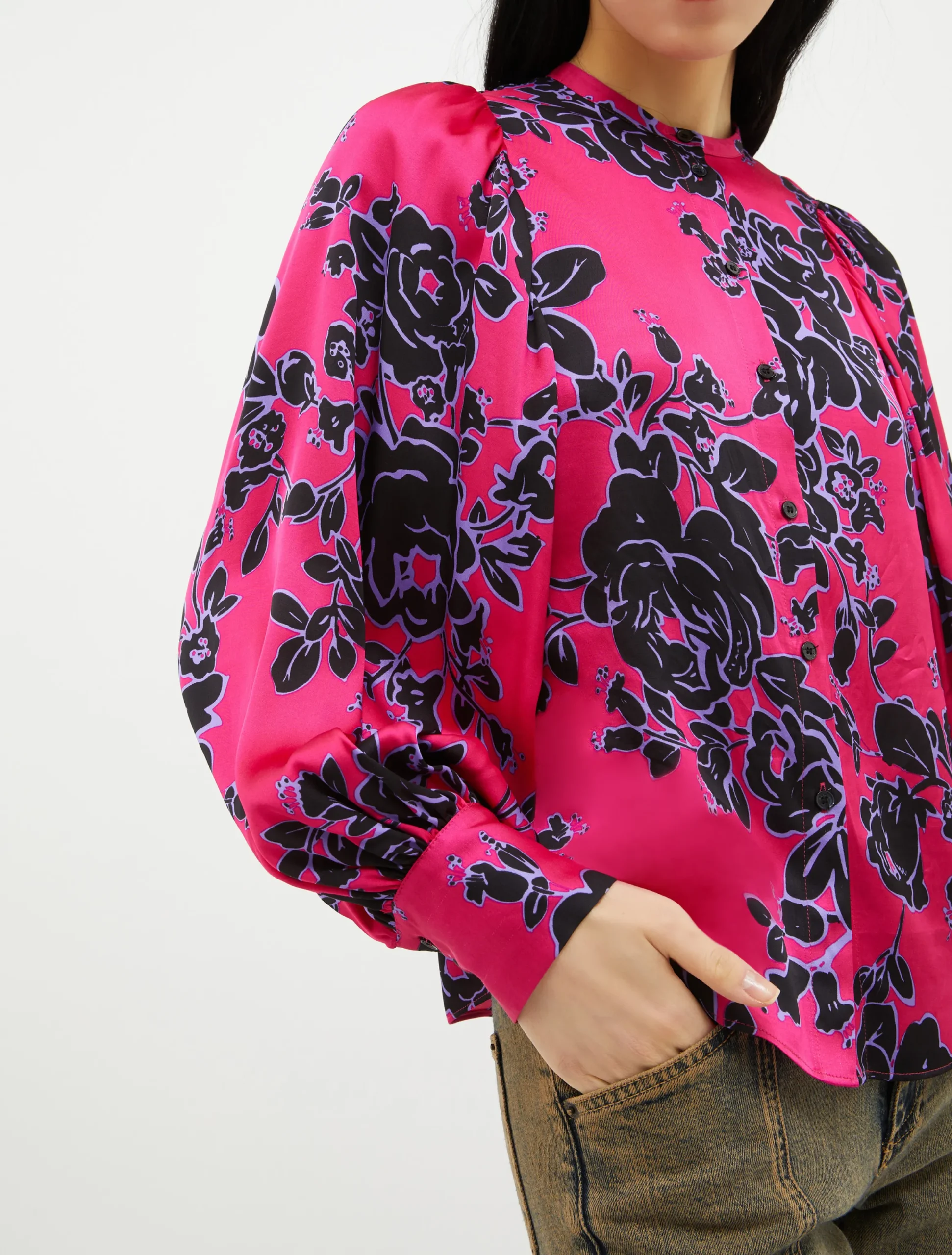 Patterned satin shirt