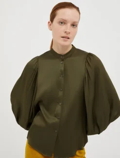 Patterned satin shirt