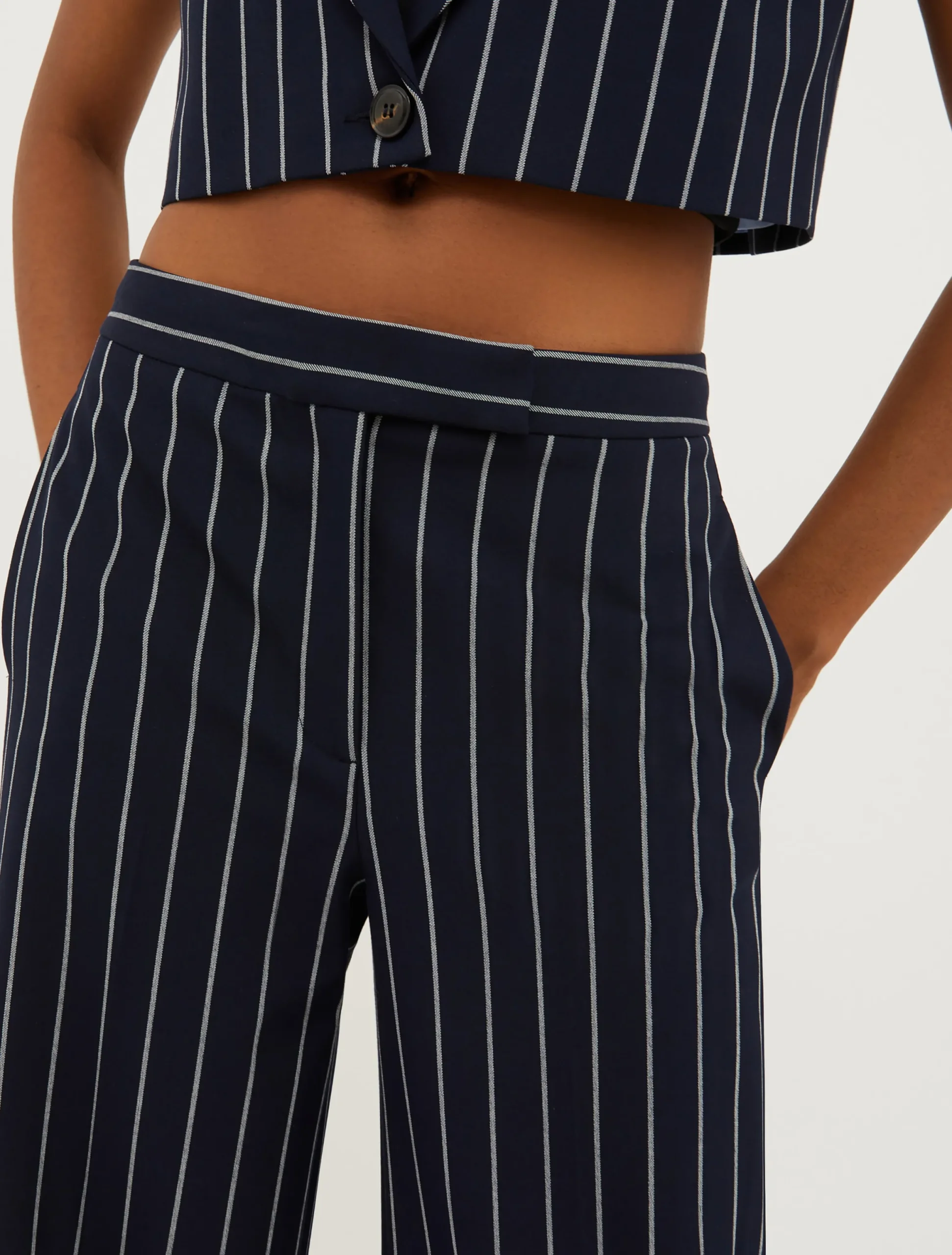 Pinstriped wide-leg trousers
