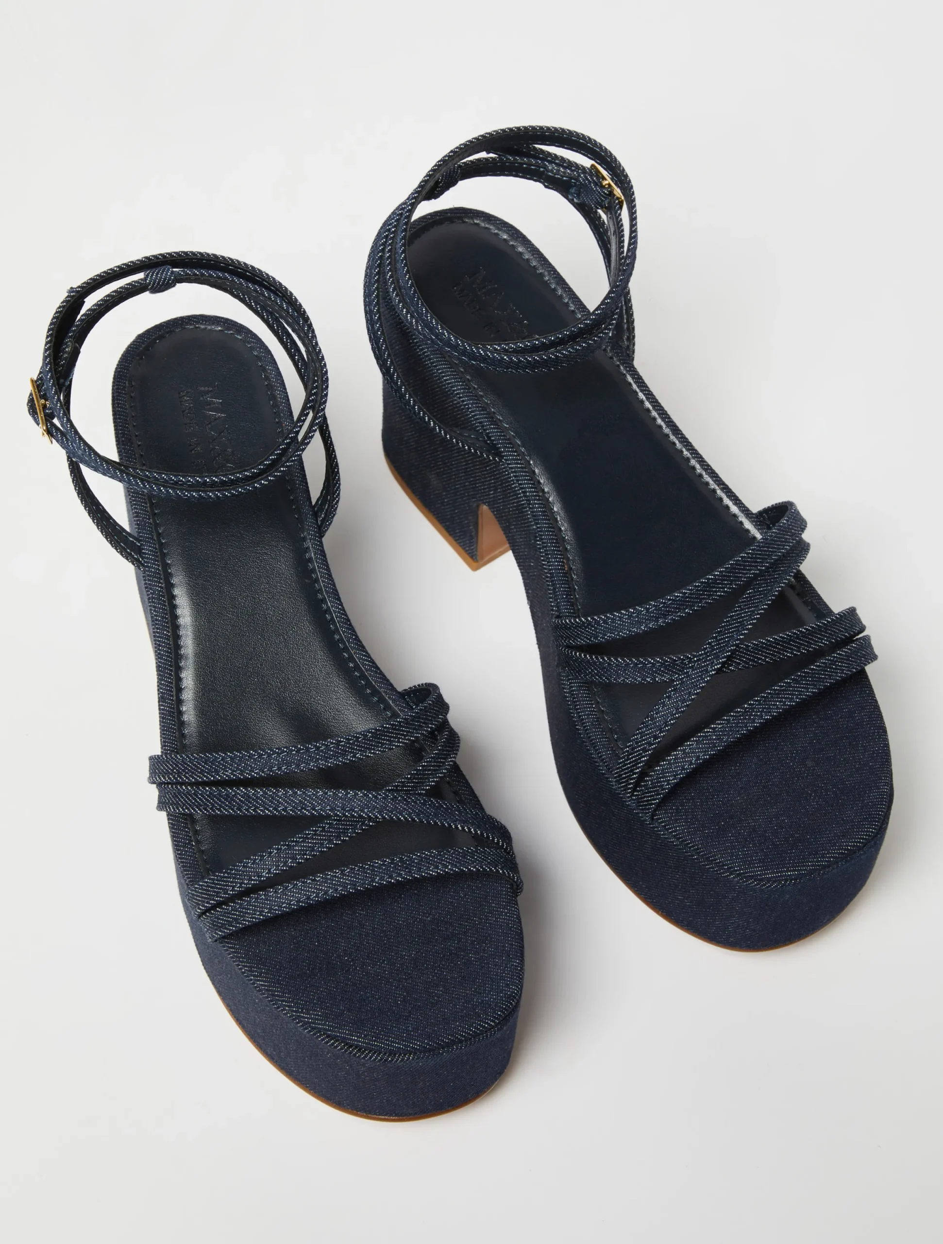 Platform denim wedge sandals