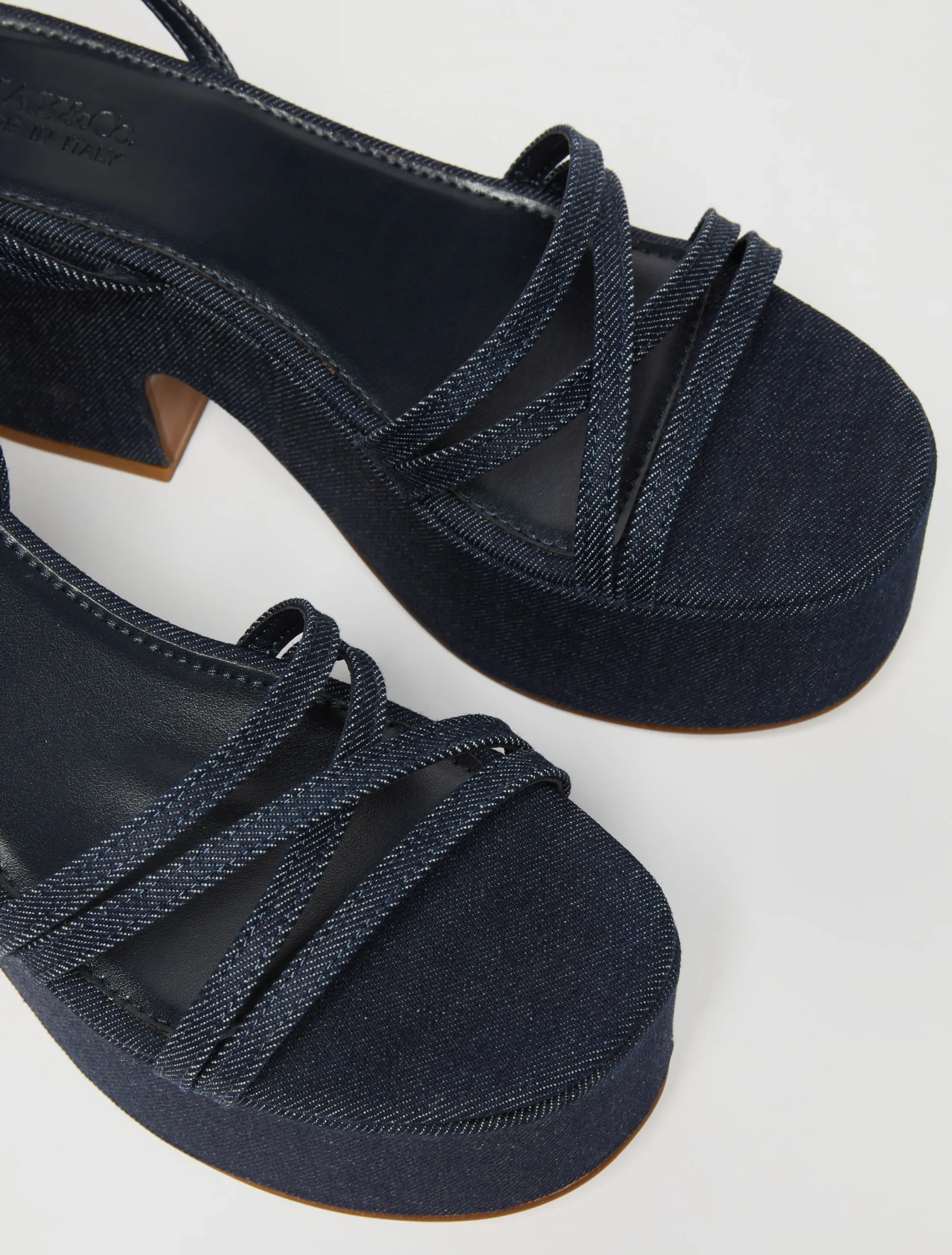 Platform denim wedge sandals