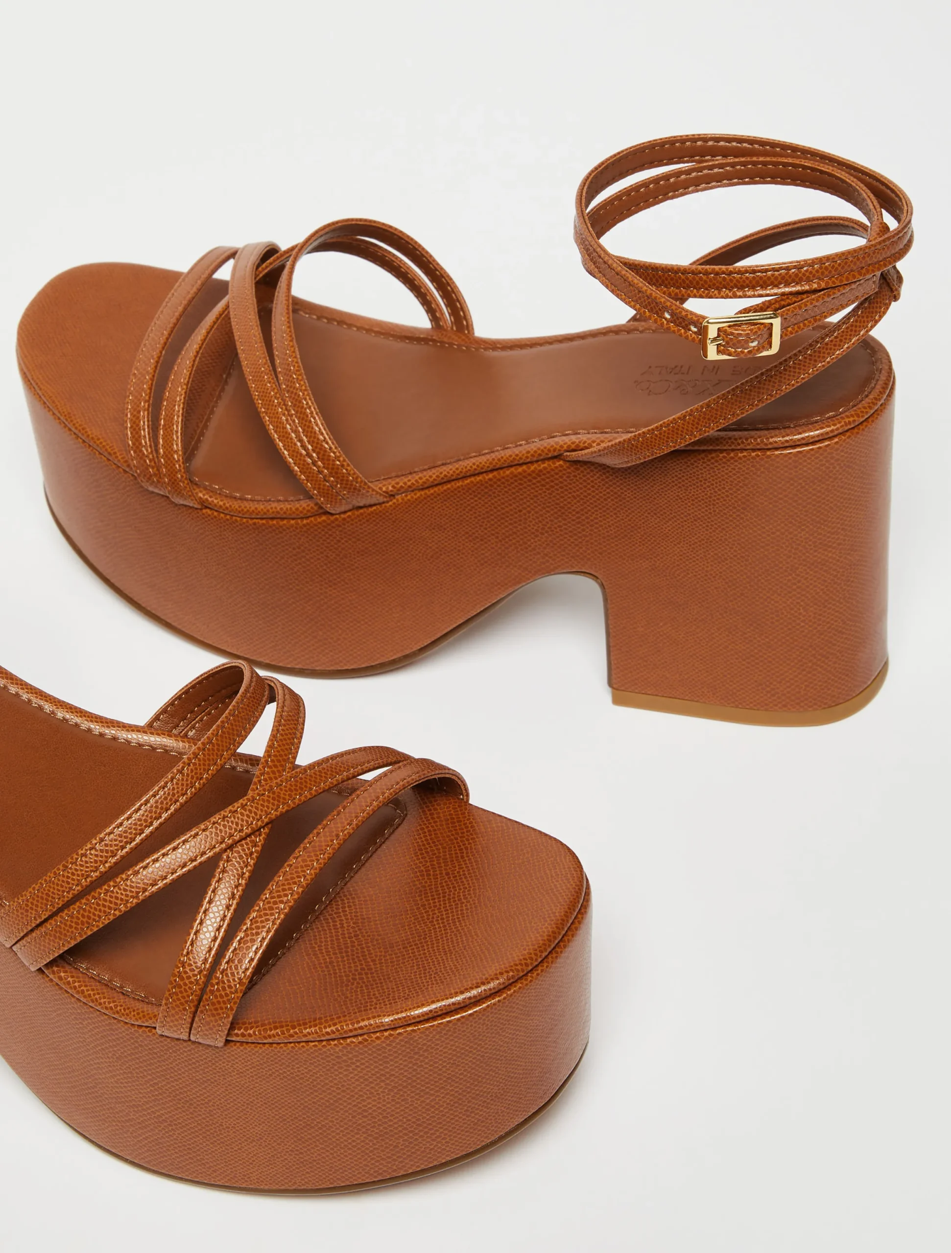 Platform lizard-print wedge sandals