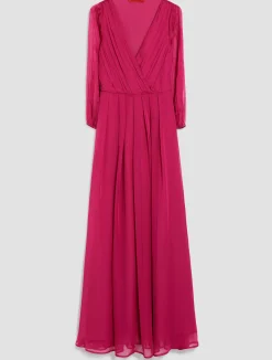 Pleated chiffon maxi dress