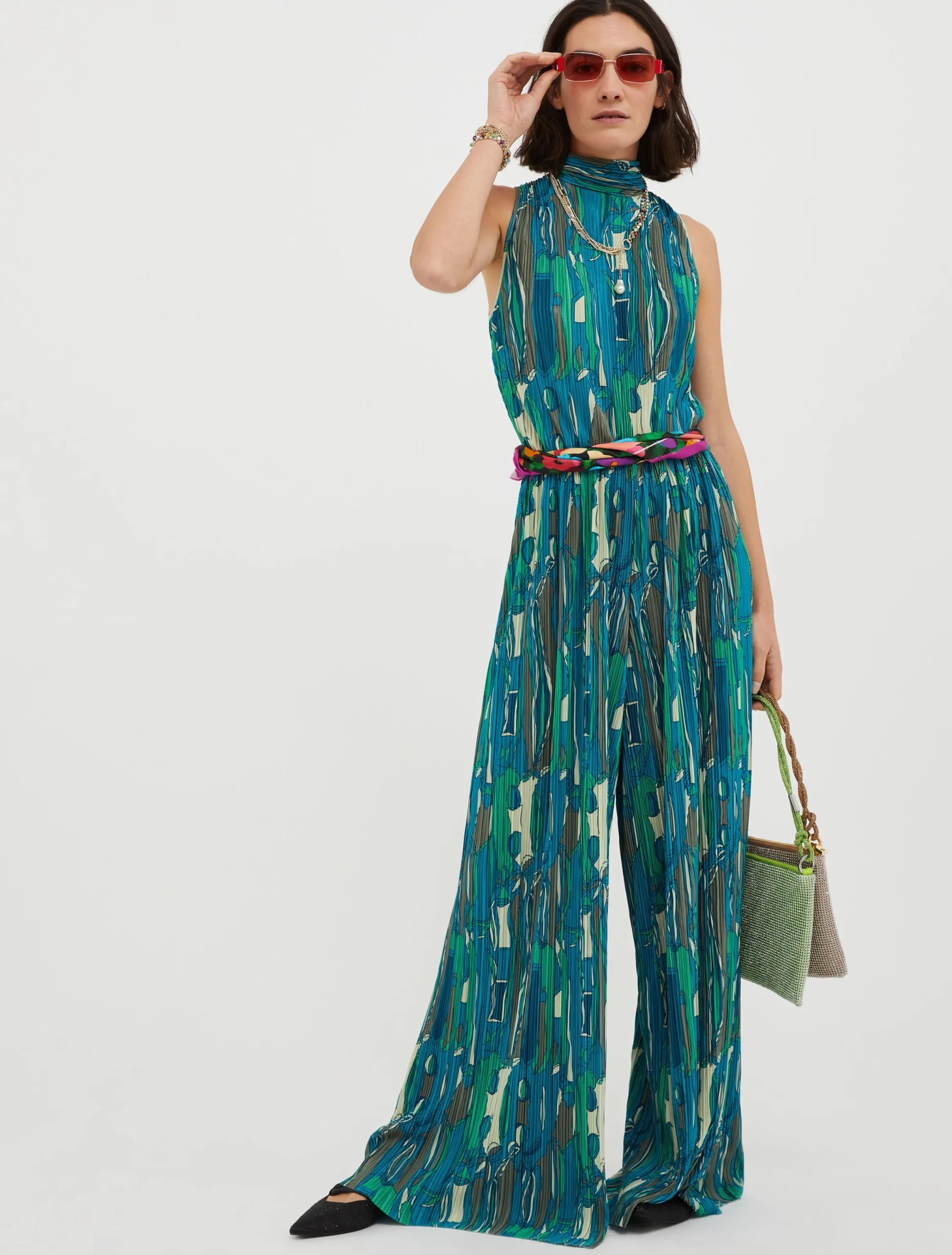 Pleated jersey jumpsuit