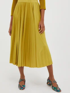 Pleated jersey midi skirt