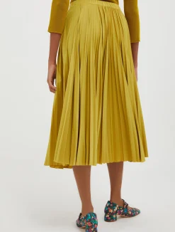 Pleated jersey midi skirt