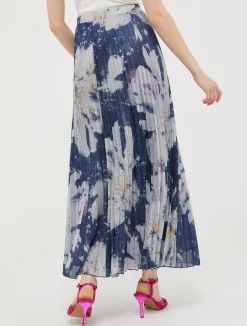 Pleated lurex-jersey maxi skirt