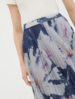Pleated lurex-jersey maxi skirt
