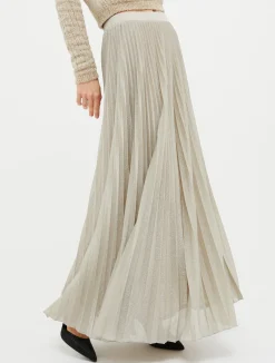 Pleated lurex-jersey skirt