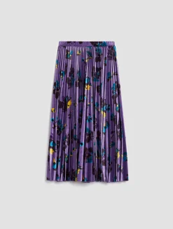 Pleated velvet-jersey midi skirt