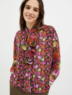 Printed crêpe-de-Chine shirt