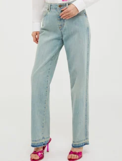 Raw-edge straight-fit jeans
