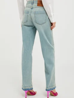 Raw-edge straight-fit jeans