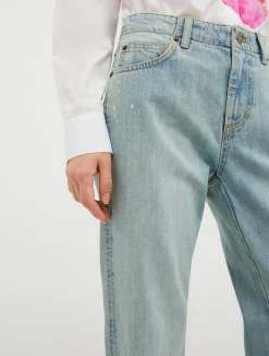 Raw-edge straight-fit jeans