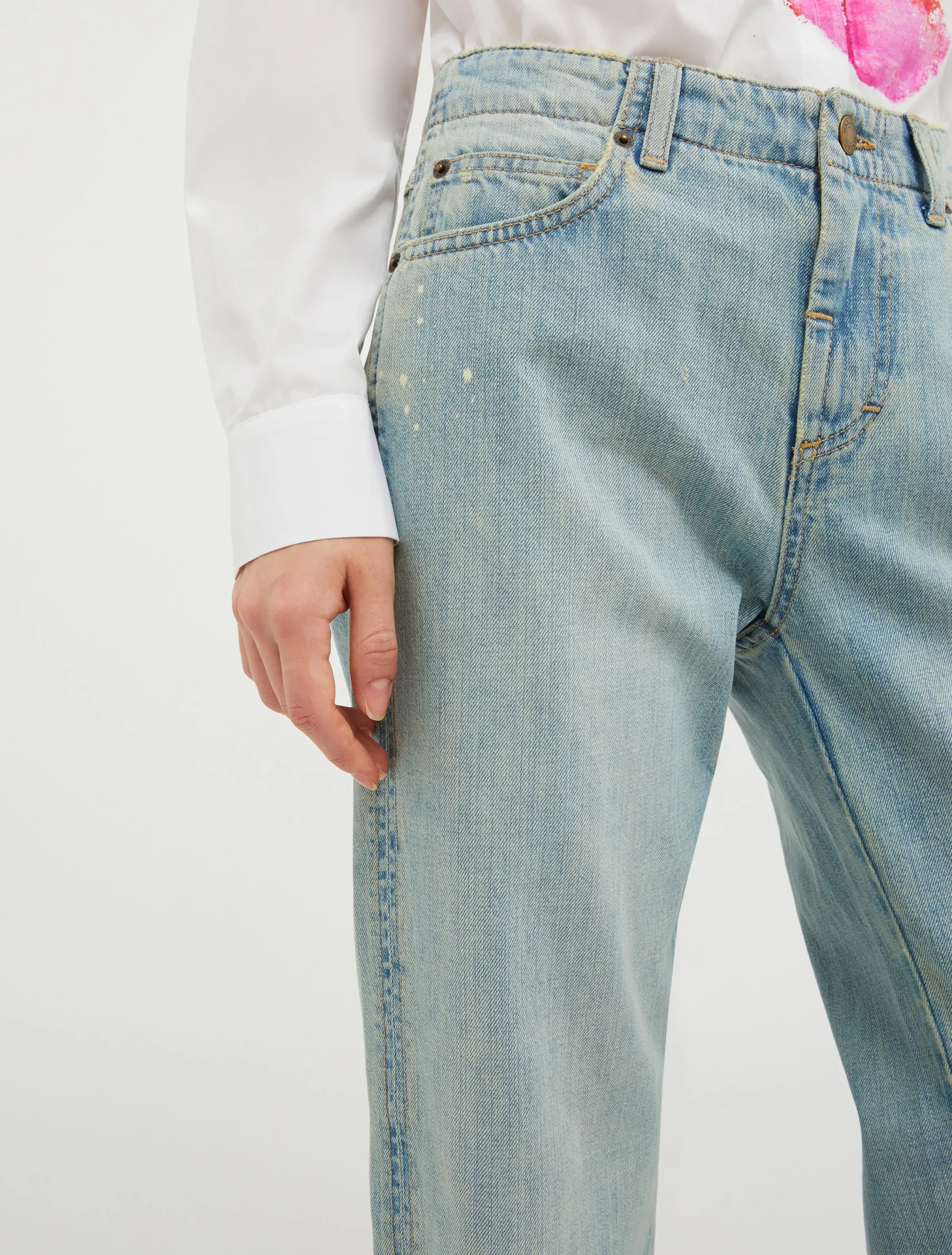 Raw-edge straight-fit jeans
