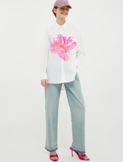 Raw-edge straight-fit jeans