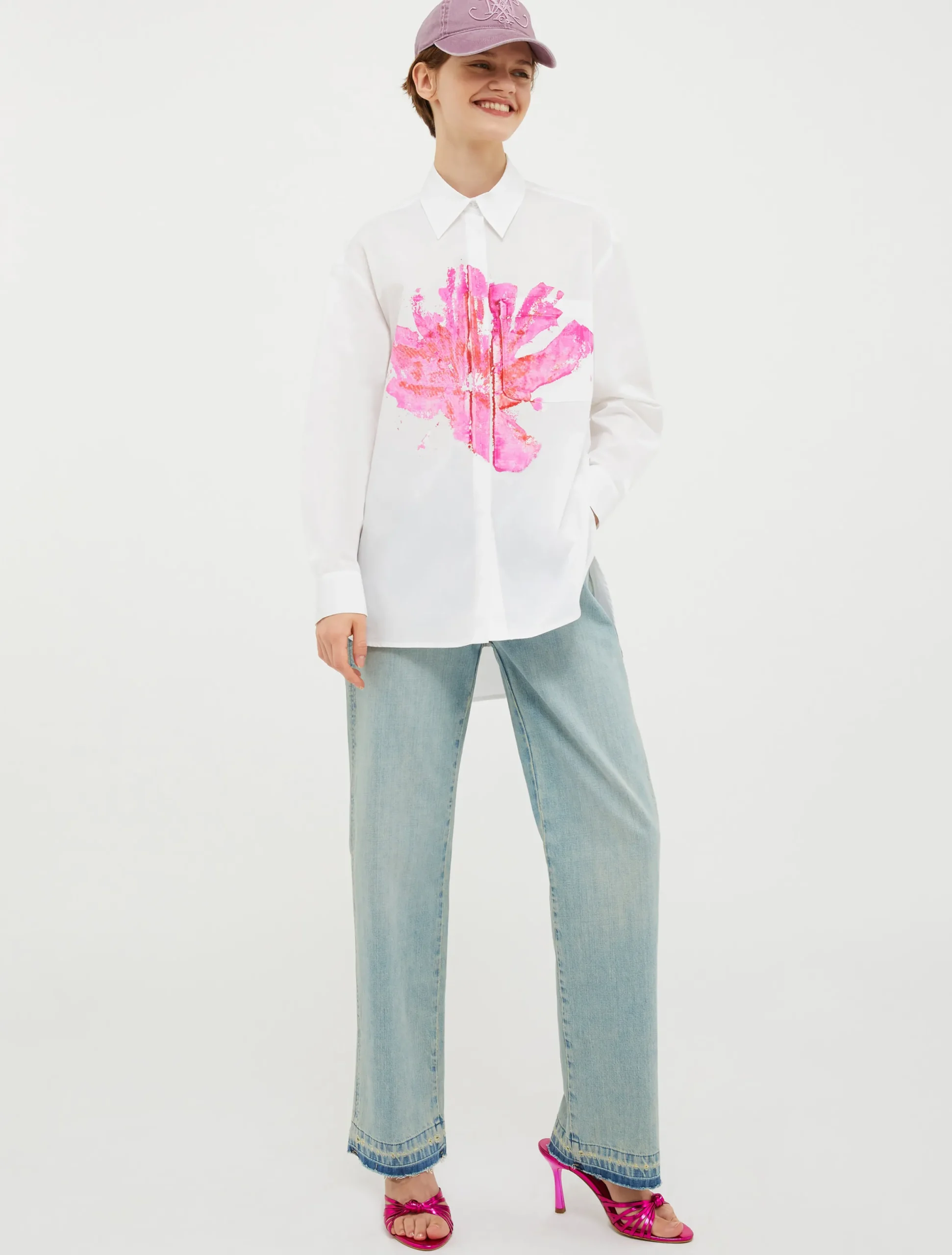Raw-edge straight-fit jeans