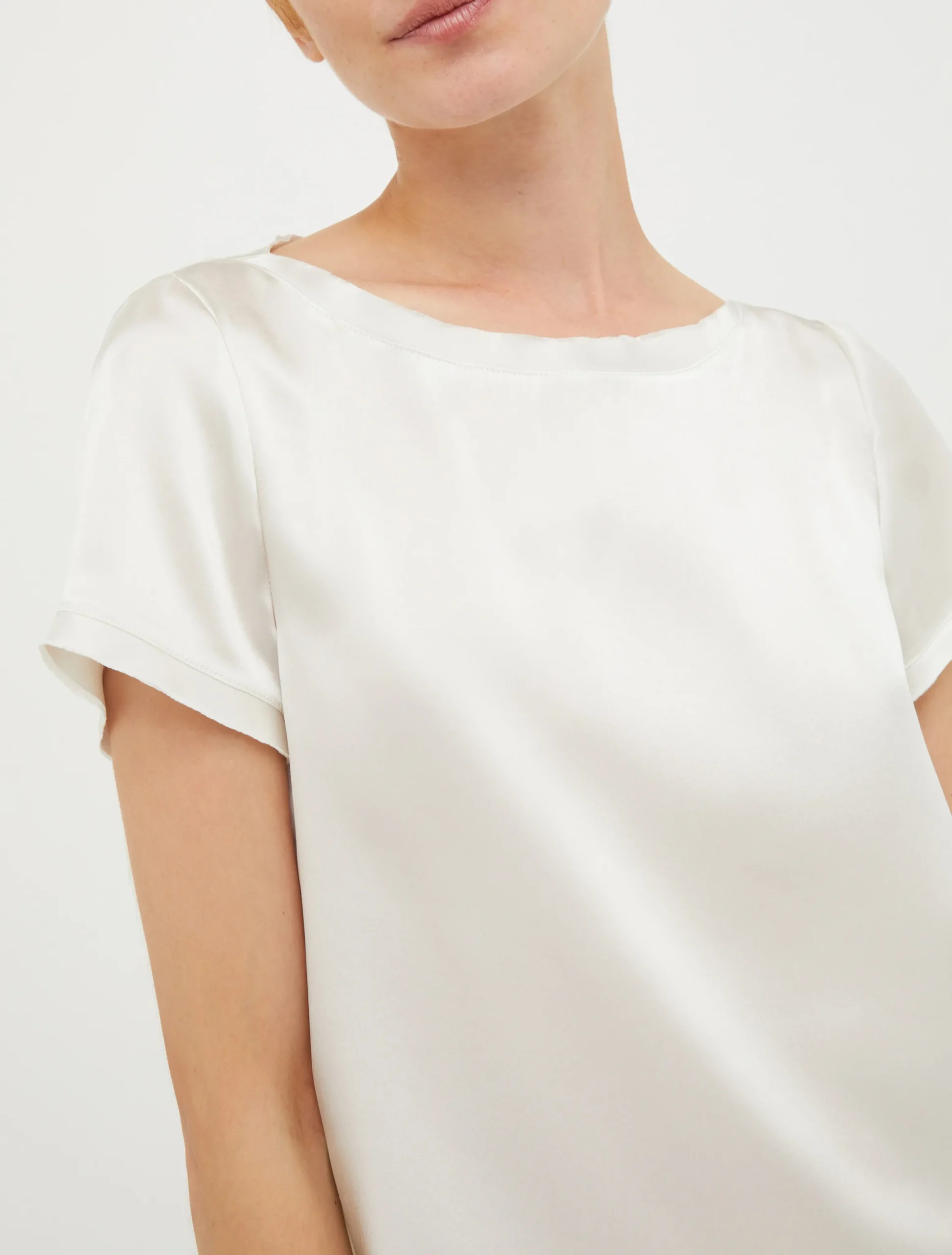 Raw-edged silk-satin T-shirt