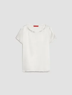 Raw-edged silk-satin T-shirt