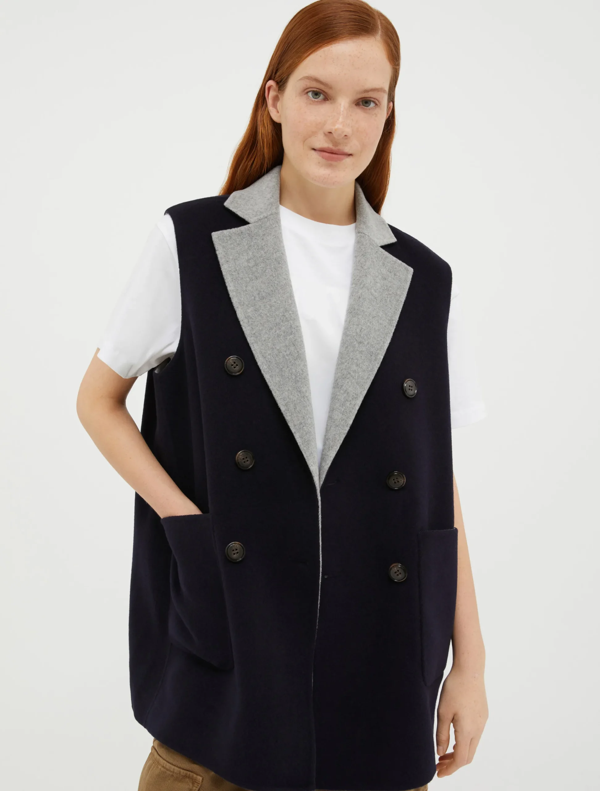 Reversible, double-sided wool coat