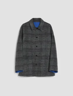 Reversible wool shirt jacket