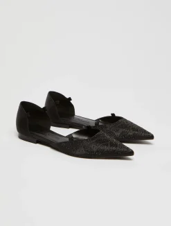 Rhinestone satin ballet flats