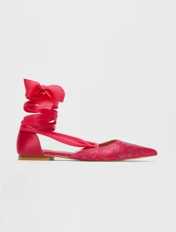 Rhinestone satin ballet flats